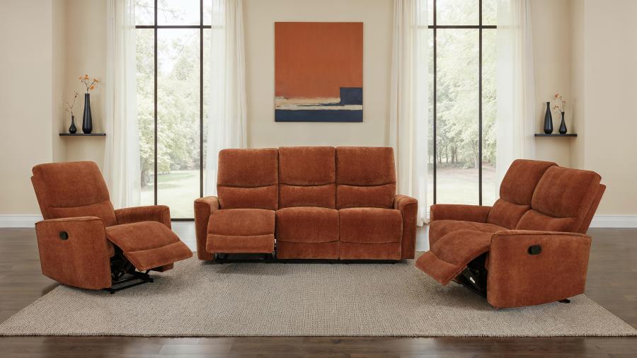 Navarro 3-piece Upholstered Reclining Sofa Set Orange - 609574-S3