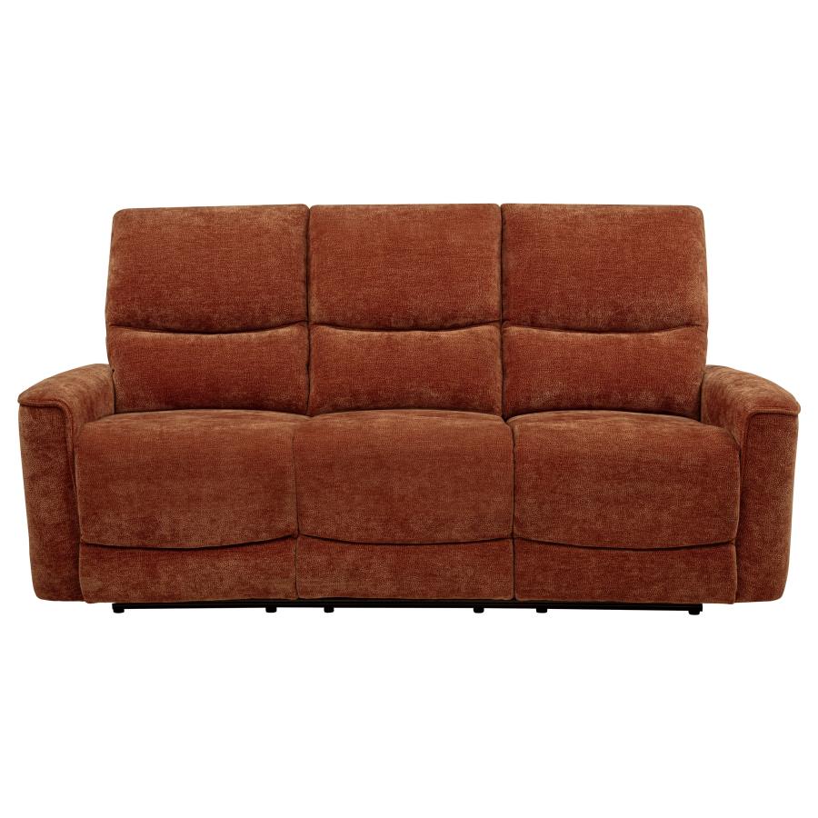 Navarro Chenille Upholstered Reclining Sofa Burnt Orange - 609574