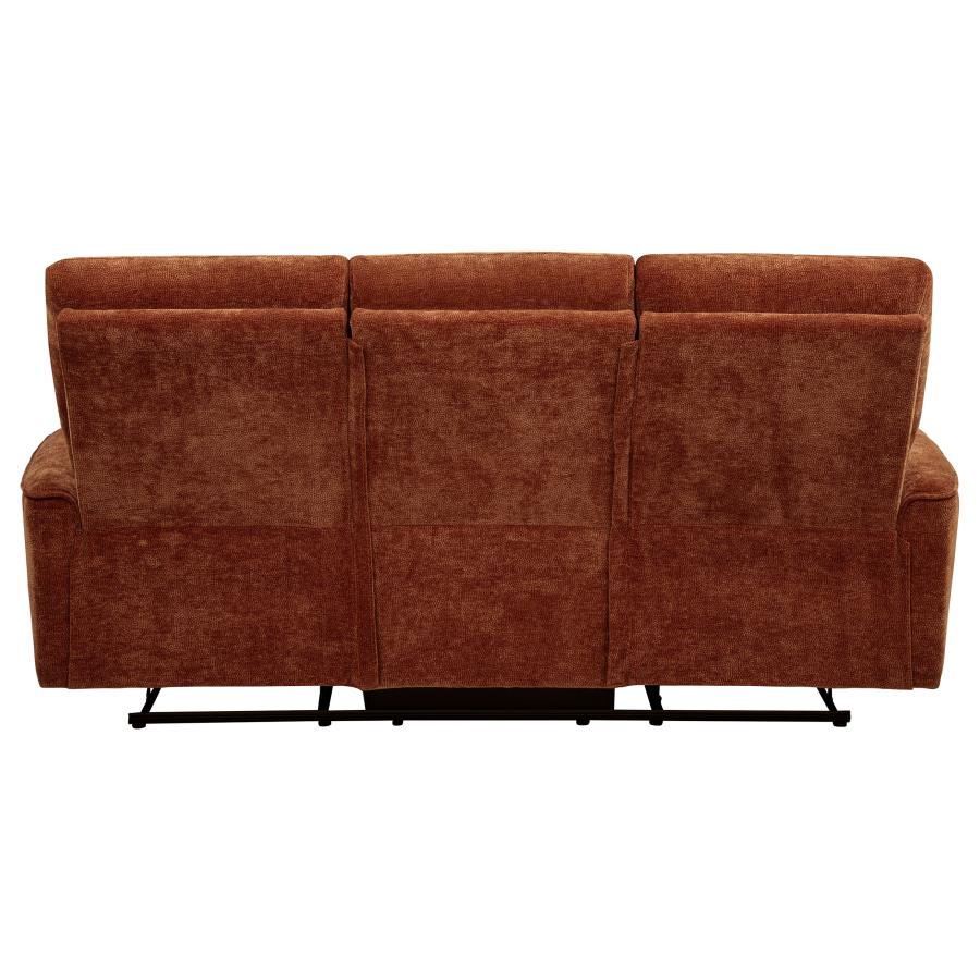 Navarro Chenille Upholstered Reclining Sofa Burnt Orange - 609574
