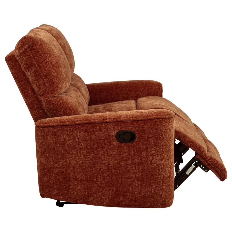 Navarro Chenille Upholstered Reclining Loveseat Burnt Orange - 609575