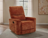 Navarro Chenille Upholstered Glider Recliner Burnt Orange - 609576