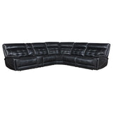 Hewitt Leather Dual Power Reclining Sectional Sofa Black - 609610PP