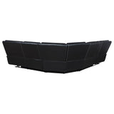 Hewitt Leather Dual Power Reclining Sectional Sofa Black - 609610PP