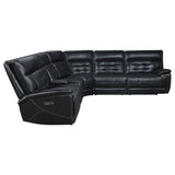 Hewitt Leather Dual Power Reclining Sectional Sofa Black - 609610PP