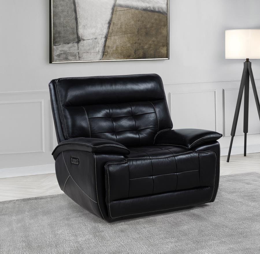 Hewitt Leather Upholstered Dual Power Recliner Chair Black - 609613PP