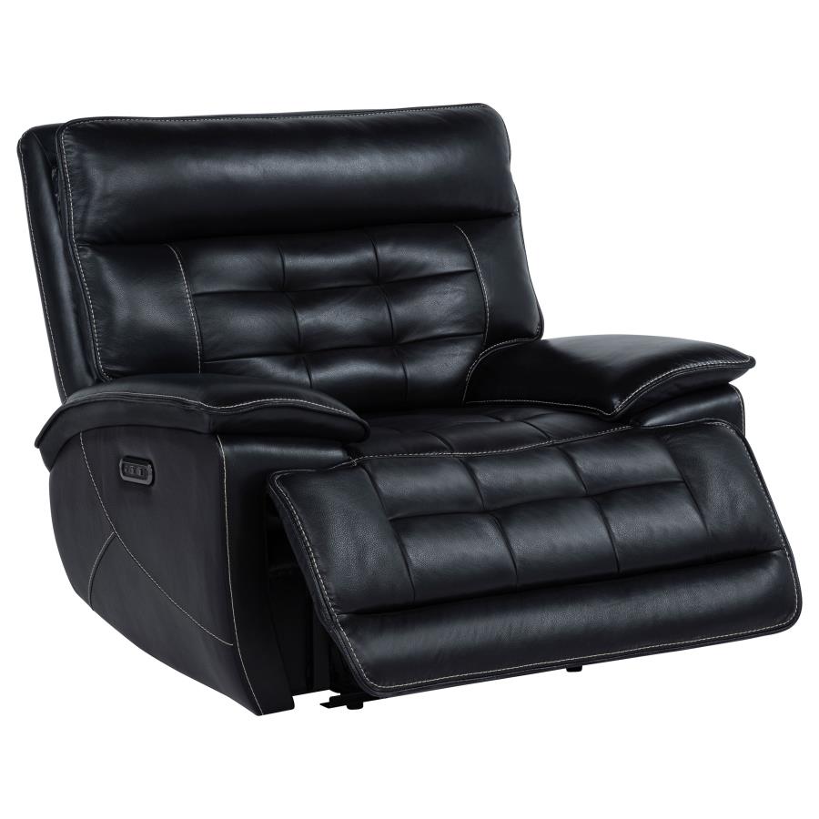 Hewitt Leather Upholstered Dual Power Recliner Chair Black - 609613PP