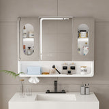 Wall Mounted Bathroom Mirror Cabinet With LED Lights, Anti Fog & Explosion Proof, Touch Control Medicine Cabinet, 3 Color Lighting - White