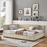 Upholstered Storage Tufted Bed Frame With Backrest And Armrests