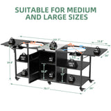 Outdoor Grill Cart For 2 Big Egg - Black / Silver