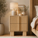 Nightstand With Charging Station And 2 Storage Drawers