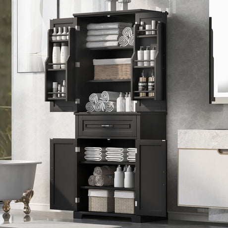 Bathroom Storage Cabinet With Doors And Drawer, Adjustable Shelf