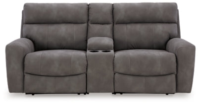 Next-Gen Durapella 3-Piece Power Reclining Sectional Loveseat with Console - 61003S3