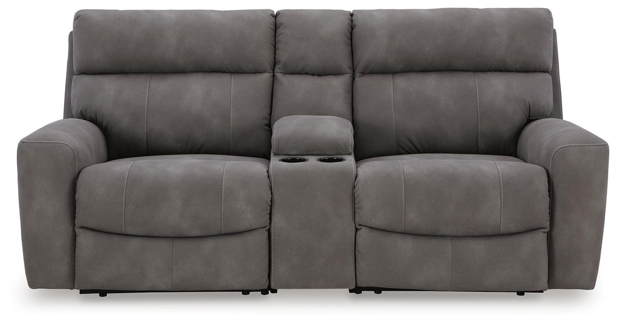 Next-Gen Durapella 3-Piece Power Reclining Sectional Loveseat with Console - 61003S3