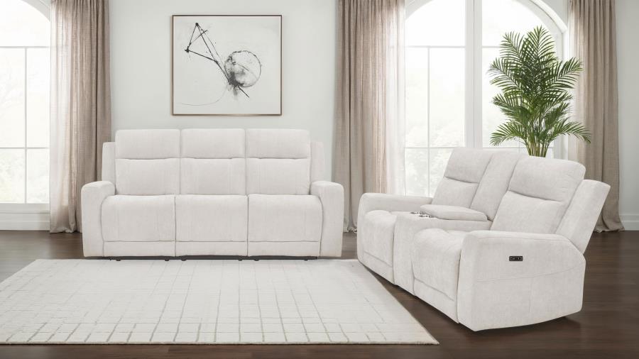 Kennett 2-piece Chenille Power Reclining Sofa Set Ivory - 610151P-S2