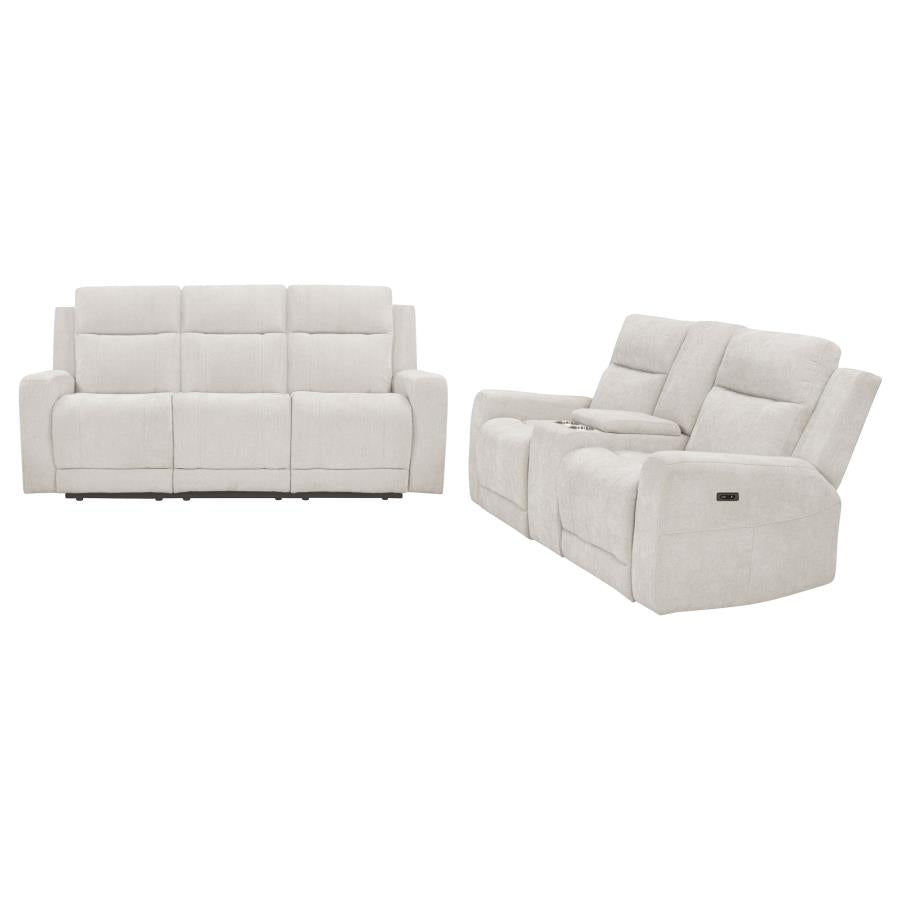 Kennett 2-piece Chenille Power Reclining Sofa Set Ivory - 610151P-S2
