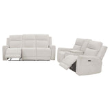 Kennett 2-piece Chenille Power Reclining Sofa Set Ivory - 610151P-S2