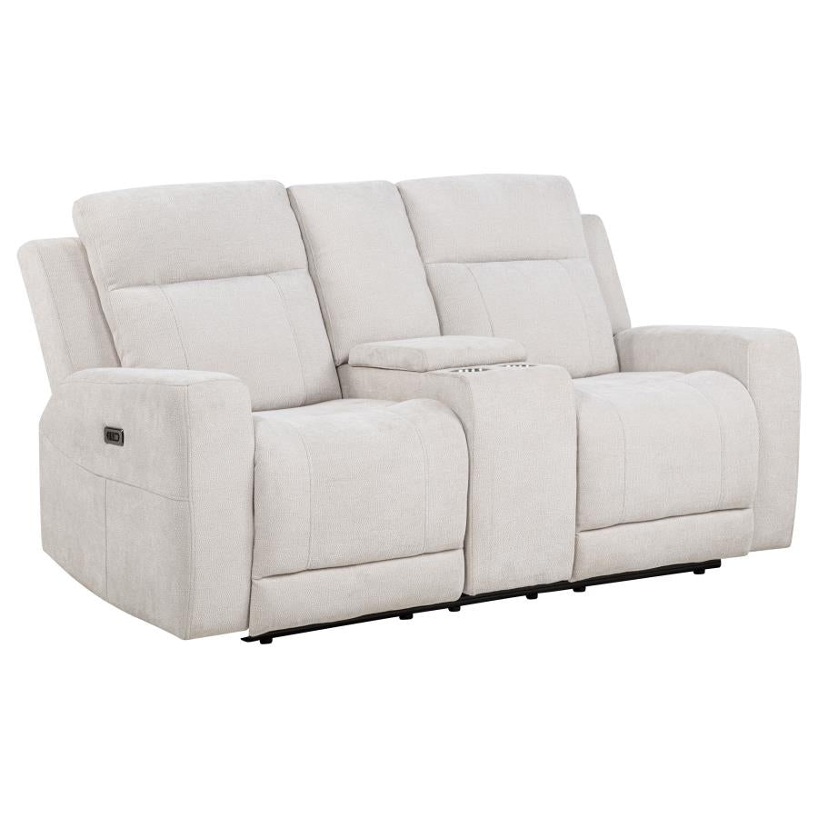 Kennett 2-piece Chenille Power Reclining Sofa Set Ivory - 610151P-S2