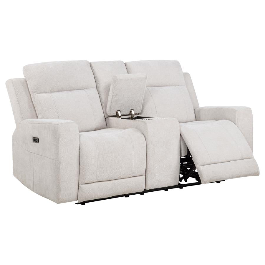 Kennett 2-piece Chenille Power Reclining Sofa Set Ivory - 610151P-S2