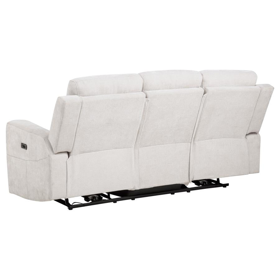 Kennett 3-piece Chenille Power Reclining Sofa Set Ivory - 610151P-S3