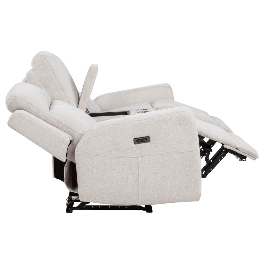 Kennett 3-piece Chenille Power Reclining Sofa Set Ivory - 610151P-S3