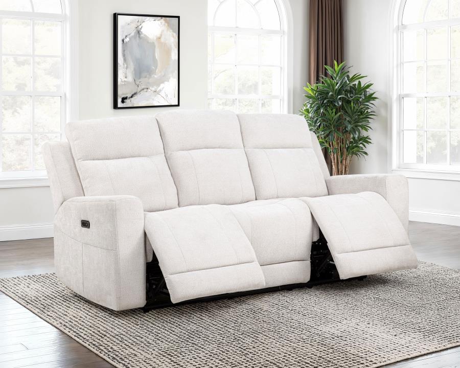 Kennett Chenille Upholstered Power Reclining Sofa Ivory - 610151P