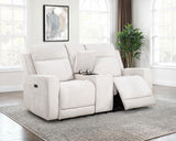 Kennett Chenille Upholstered Power Reclining Loveseat Ivory - 610152P