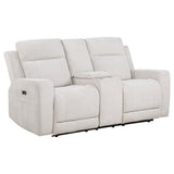 Kennett Chenille Upholstered Power Reclining Loveseat Ivory - 610152P