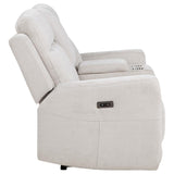 Kennett Chenille Upholstered Power Reclining Loveseat Ivory - 610152P