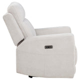 Kennett Chenille Upholstered Power Recliner Chair Ivory - 610153P