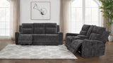 Kennett 2-piece Chenille Power Reclining Sofa Set Dark Grey - 610154P-S2