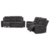 Kennett 2-piece Chenille Power Reclining Sofa Set Dark Grey - 610154P-S2