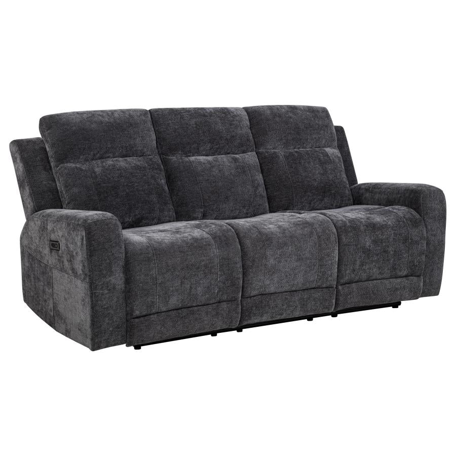 Kennett 2-piece Chenille Power Reclining Sofa Set Dark Grey - 610154P-S2