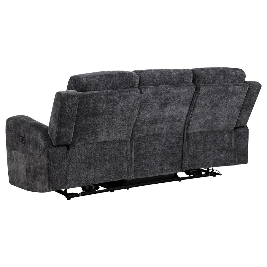 Kennett 2-piece Chenille Power Reclining Sofa Set Dark Grey - 610154P-S2