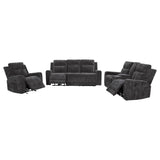 Kennett 3-piece Chenille Power Reclining Sofa Set Dark Grey - 610154P-S3