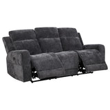 Kennett 3-piece Chenille Power Reclining Sofa Set Dark Grey - 610154P-S3