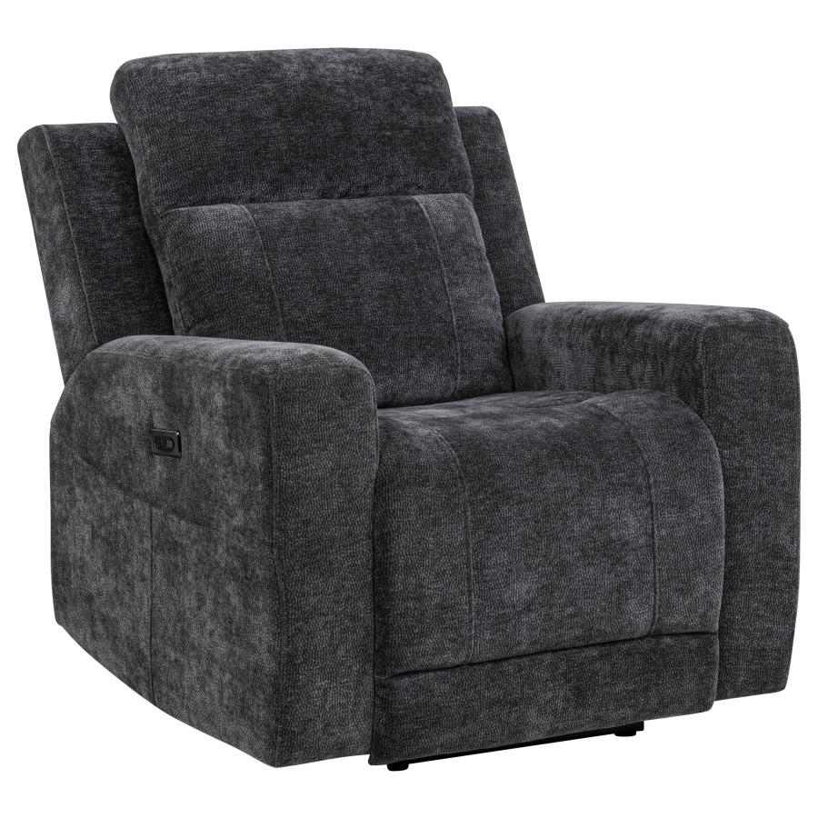 Kennett 3-piece Chenille Power Reclining Sofa Set Dark Grey - 610154P-S3