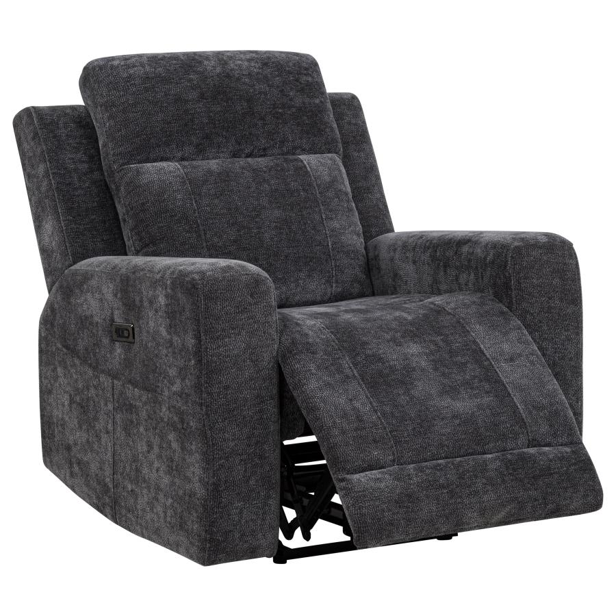 Kennett 3-piece Chenille Power Reclining Sofa Set Dark Grey - 610154P-S3