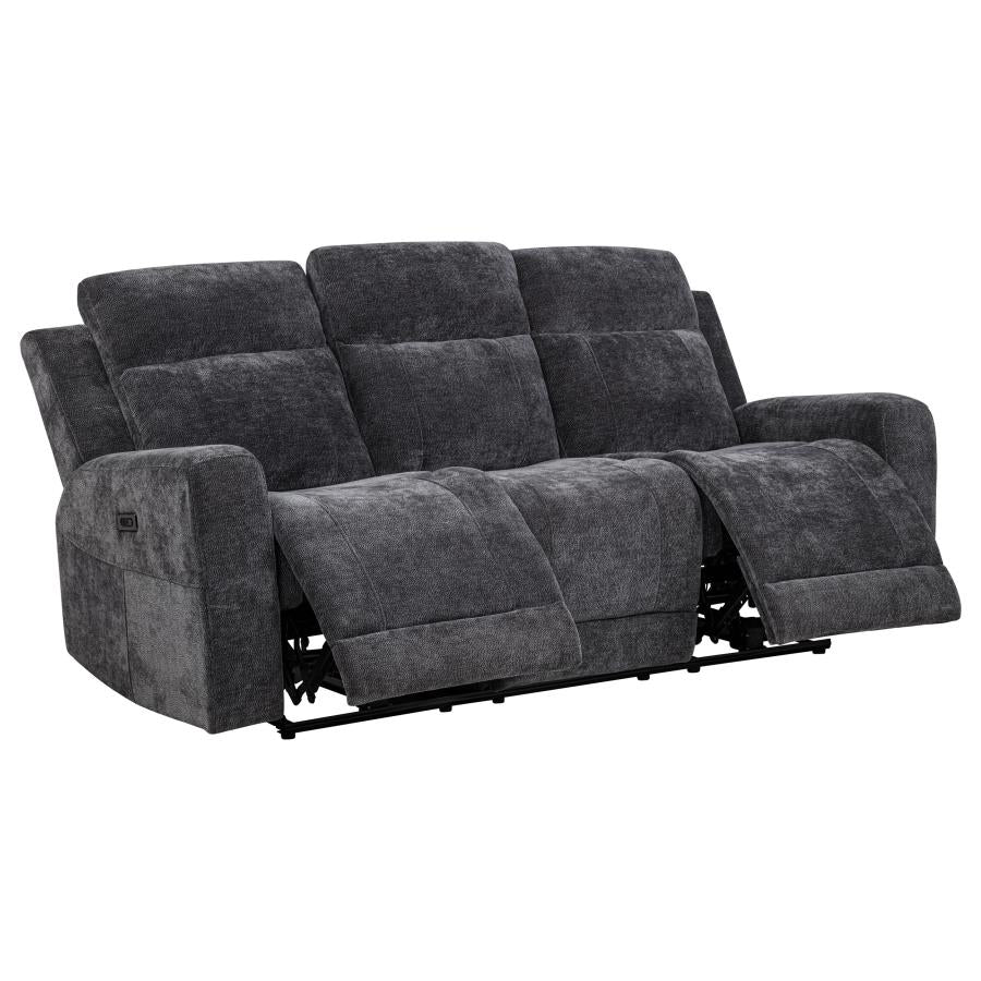 Kennett Chenille Upholstered Power Reclining Sofa Dark Grey - 610154P