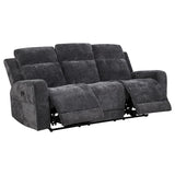 Kennett Chenille Upholstered Power Reclining Sofa Dark Grey - 610154P