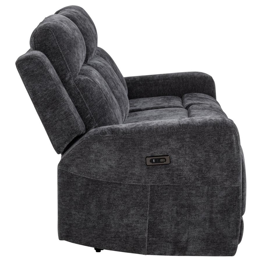 Kennett Chenille Upholstered Power Reclining Sofa Dark Grey - 610154P