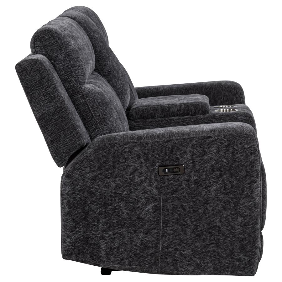 Kennett Chenille Upholstered Power Reclining Loveseat Grey - 610155P