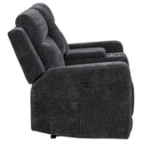 Kennett Chenille Upholstered Power Reclining Loveseat Grey - 610155P