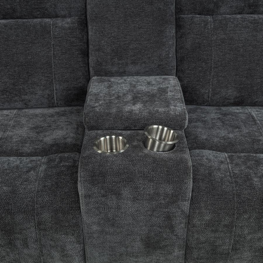Kennett Chenille Upholstered Power Reclining Loveseat Grey - 610155P