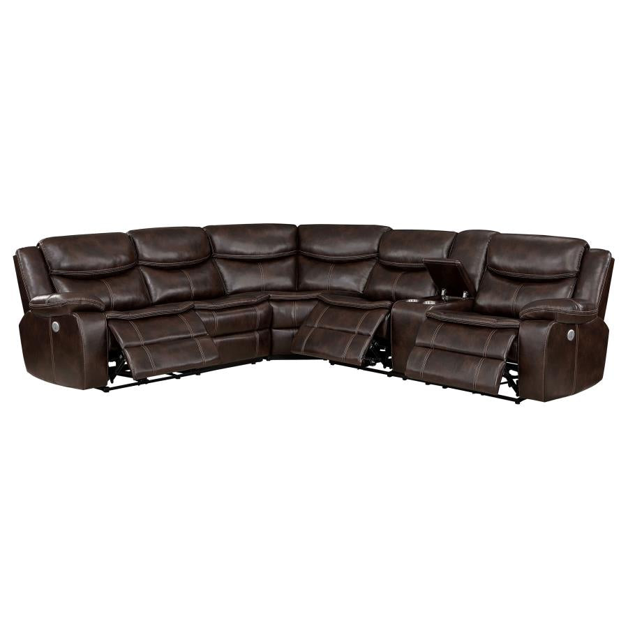 Sycamore Upholstered Power Reclining Sectional Sofa Brown - 610190P