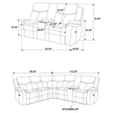 Sycamore Upholstered Power Reclining Sectional Sofa Brown - 610190P