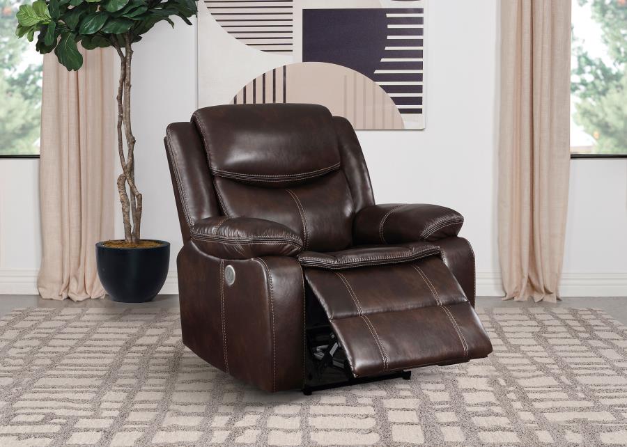 Sycamore Upholstered Power Recliner Chair Dark Brown - 610193P