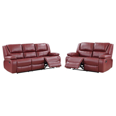 Camila 2-piece Upholstered Reclining Sofa Set Red - 610241-S2