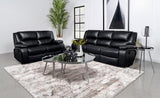 Camila 2-piece Upholstered Motion Reclining Sofa Set Black - 610244-S2