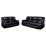 Camila 2-piece Upholstered Motion Reclining Sofa Set Black - 610244-S2