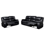 Camila 2-piece Upholstered Motion Reclining Sofa Set Black - 610244-S2